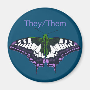 They/Them Nonbinary Pride Swallowtail Butterfly Magnet
