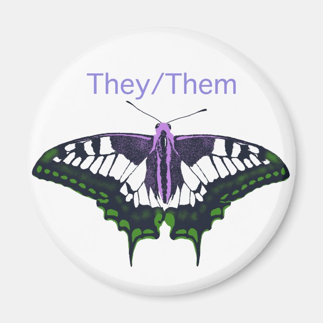 They/Them Nonbinary Pride Swallowtail Butterfly Magnet (Front)