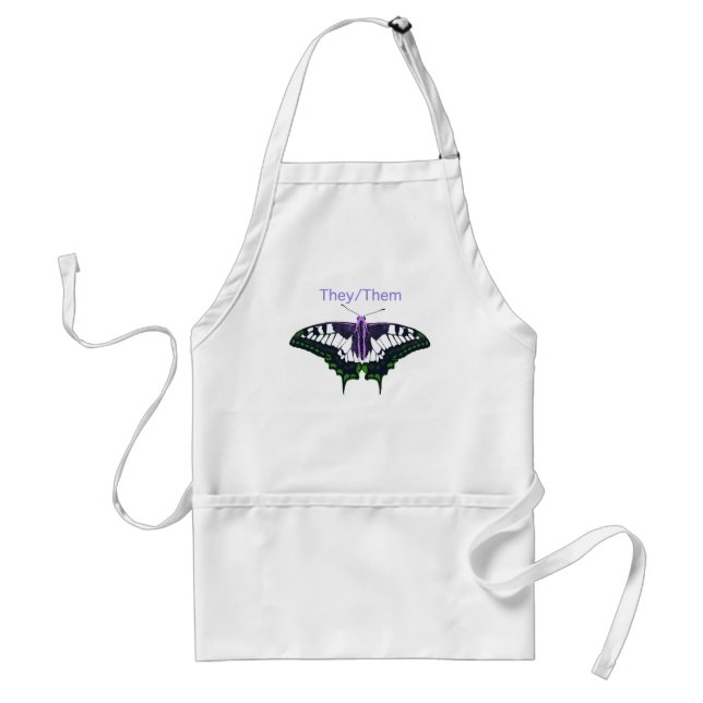 They/Them Nonbinary Pride Swallowtail Butterfly Standard Apron (Front)