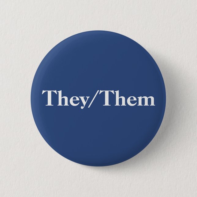 They/Them plain navy pronoun badge (Front)