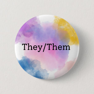 They/Them Pronoun Button/Pin 6 Cm Round Badge