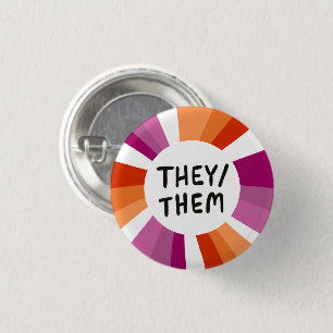 THEY/THEM Pronouns Colourful Circle Lesbian Pride 3 Cm Round Badge