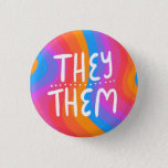 THEY/THEM Pronouns Colourful Handlettering Stripes 3 Cm Round Badge<br><div class="desc">Decorate your outfit with this cool art button. Makes a great  gift! You can customise it and add text too. Check my shop for lots more colours and patterns! Let me know if you'd like something custom too.</div>