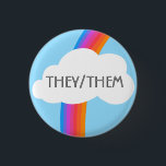 THEY/THEM Pronouns Colourful Rainbow Cloud 3 Cm Round Badge<br><div class="desc">Decorate your outfit with this cool art button. Makes a great  gift! You can customise it and add text too. Check my shop for lots more colours and patterns! Let me know if you'd like something custom too.</div>