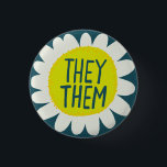 THEY / THEM Pronouns Flower Pride Handlettered  3 Cm Round Badge<br><div class="desc">Decorate your outfit with this cool art button. Makes a great  gift! You can customise it and add text too. Check my shop for lots more colours and patterns! Let me know if you'd like something custom too.</div>
