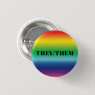 They, Them, Pronouns Lgbtq Lgbt Pride Rainbow 3 Cm Round Badge