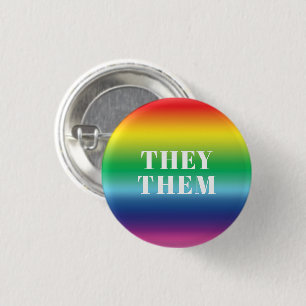 They, Them, Pronouns - Lgbtq pride rainbow white 3 Cm Round Badge