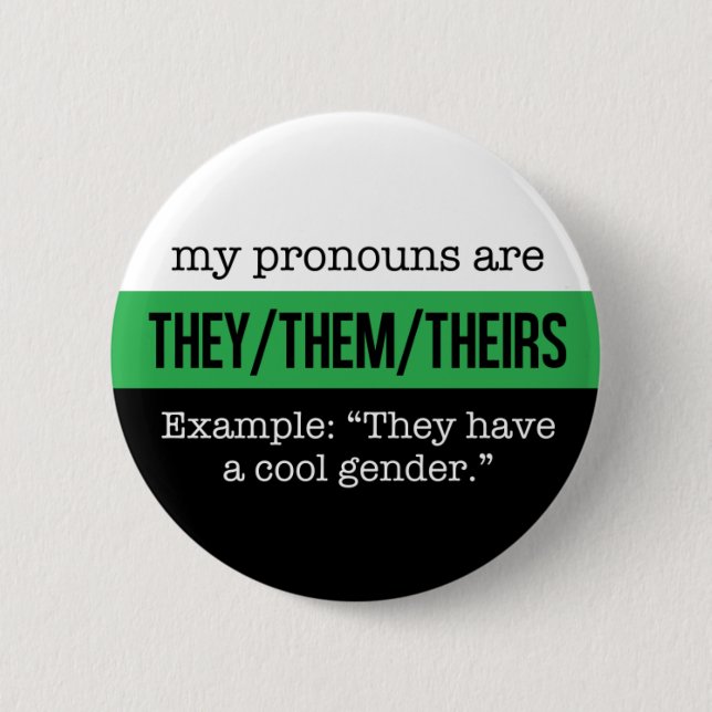 They/Them Pronouns – Neutrois Flag 6 Cm Round Badge (Front)