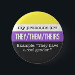 They/Them Pronouns – Nonbinary Flag 6 Cm Round Badge<br><div class="desc">Alerts everyone to your pronouns and the especially knowledgeable to your specific nonbinariness.</div>