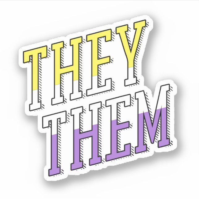 They / Them Pronouns Nonbinary Sticker (Front)