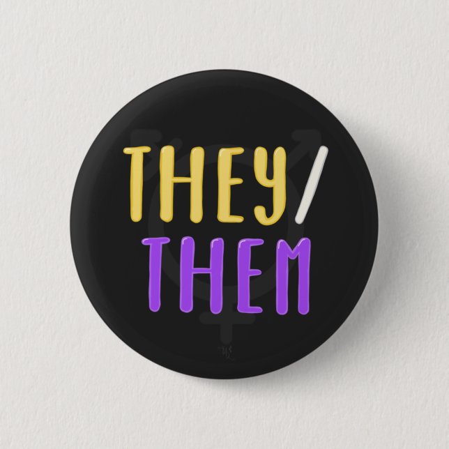 They/them Pronouns Pin Badge (Front)