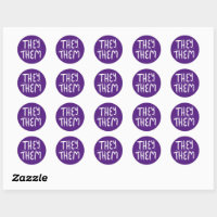 THEY / THEM Pronouns Purple Handlettering Set of