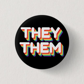 They/Them Pronouns Rainbow 3D Retro 3 Cm Round Badge