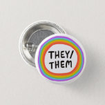 THEY/THEM Pronouns Rainbow Circle 3 Cm Round Badge<br><div class="desc">Decorate your outfit with this cool art button. You can customise it and add text too. Check my shop for lots more colours and patterns! Let me know if you'd like something custom too.</div>