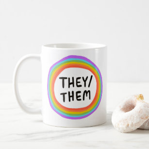 THEY/THEM Pronouns Rainbow Circle Colourful Coffee Mug