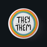 THEY / THEM Pronouns Rainbow Ring Colourful Pride 3 Cm Round Badge<br><div class="desc">Decorate your outfit with this cool art button. Makes a great  gift! You can customise it,  change the background colours and add text too. Check my shop for lots more colours and patterns! Let me know if you'd like something custom too.</div>