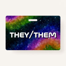 They/Them Rainbow Galaxy  Badge