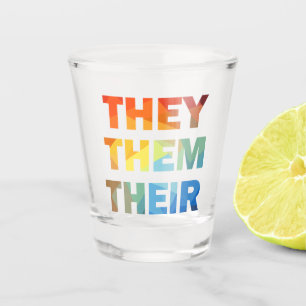 They Them Their Gender Pronouns Shot Glass
