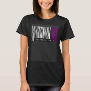 They Them Their Pronouns Asexual Pride Flag Barcod T-Shirt