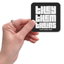 They Them Theirs Pronouns Big and Bold White Font