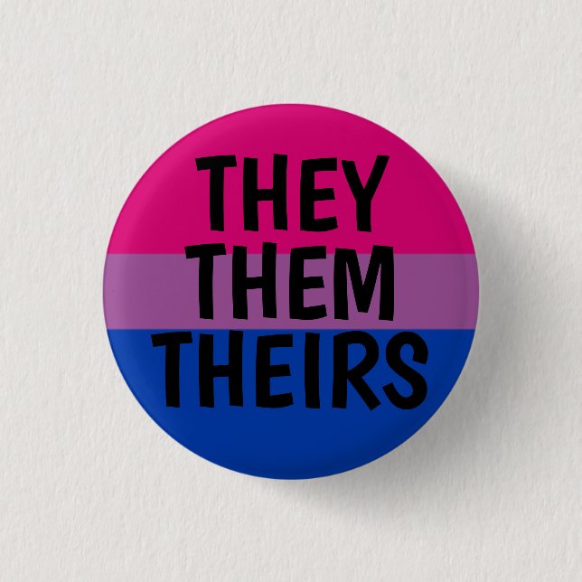 they/them/theirs pronouns bisexual pride flag 3 cm round badge (Front)