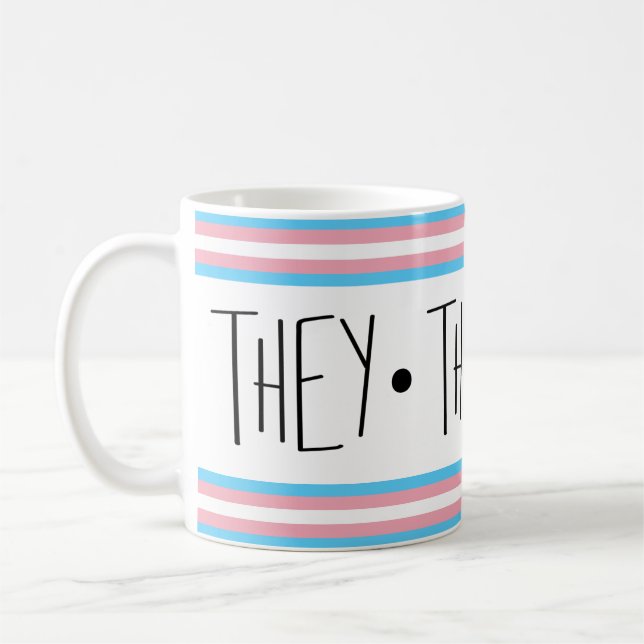 They/Them/Theirs Pronouns Transgender Coffee Mug (Left)