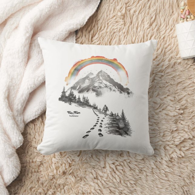 They/Them Trailblazer – LGBTQ Pride Camping Art,  Cushion (Blanket)