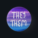THEY/THEY Pronouns Colourful Handletter Watercolor 3 Cm Round Badge<br><div class="desc">Decorate your outfit with this cool art button. Makes a great  gift! You can customise it and add text too. Check my shop for lots more colours and patterns! Let me know if you'd like something custom too.</div>