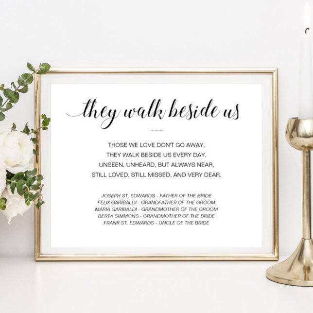 They Walk Beside Us Memorial Poem Names Wedding Poster (Creator Uploaded)