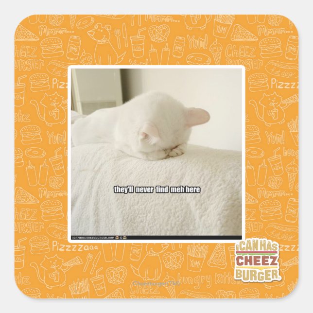 they'll never find meh here square sticker (Front)