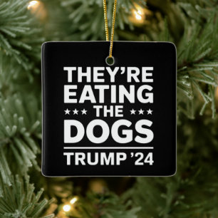 They're eating the Dogs Funny Debate Trump Quote Ceramic Ornament