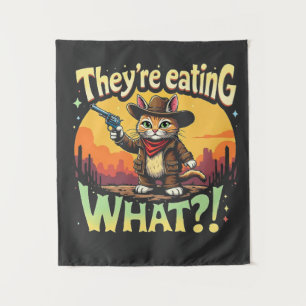 They're eating What Trump Election Cat Cowboy Tapestry