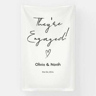 They're Engaged Banner, Linen Engagement Party Banner