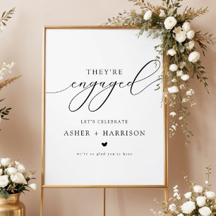 They're Engaged Engagement Party Welcome Poster