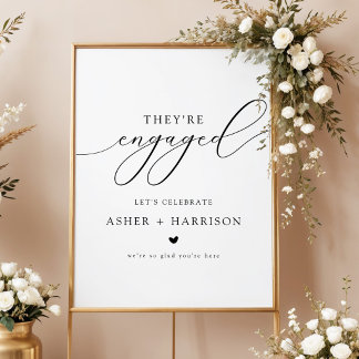 They're Engaged Engagement Party Welcome Poster