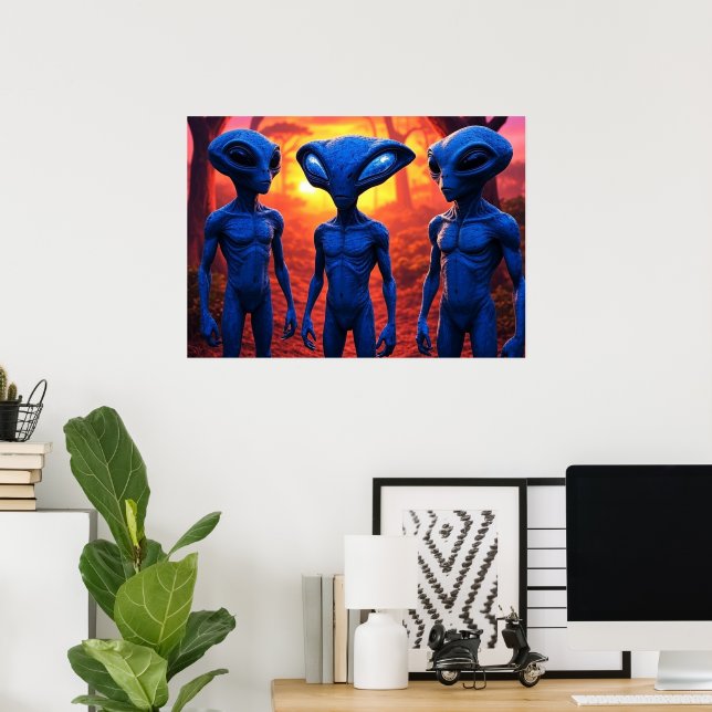They're Here AI Alien Art Poster (Home Office)