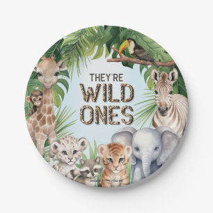 Theyre wild ones twins blue 1st birthday snacks paper plate