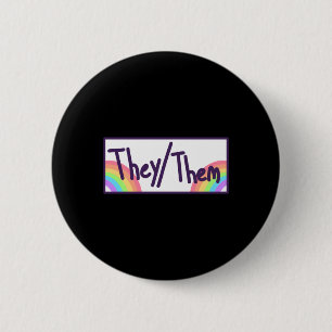 Theythem Pronouns Card  6 Cm Round Badge