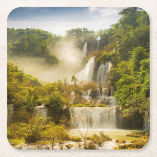 Thi Lor Su Waterfall Thailand Square Paper Coaster