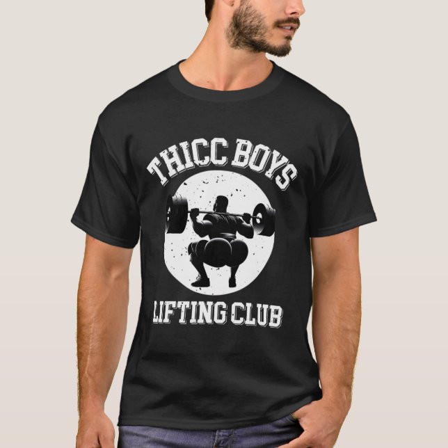 Thicc Boys Lifting Club Funny Gym Mens Squat Bodyb T-Shirt (Front)
