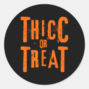 Thicc Or Treat Funny Halloween Workout Fitness Bod Classic Round Sticker