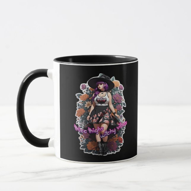 Thicc Thighs Witchy Vibes - Whimsigoth Witch-Core  Mug (Left)