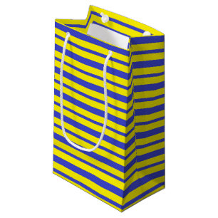 Thick and Thin Blue and Yellow Stripes Small Gift Bag