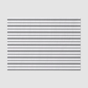 Thick and Thin Charcoal Grey and White Stripes Tissue Paper