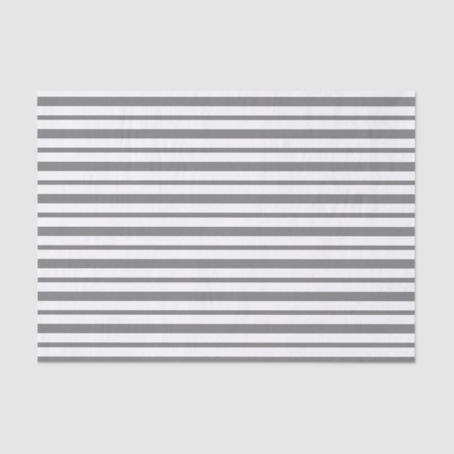 Thick and Thin Charcoal Grey and White Stripes Tissue Paper (Front)