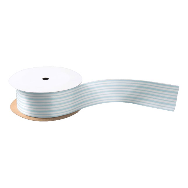Thick and Thin Pastel Blue and White Stripes Satin Ribbon (Spool)