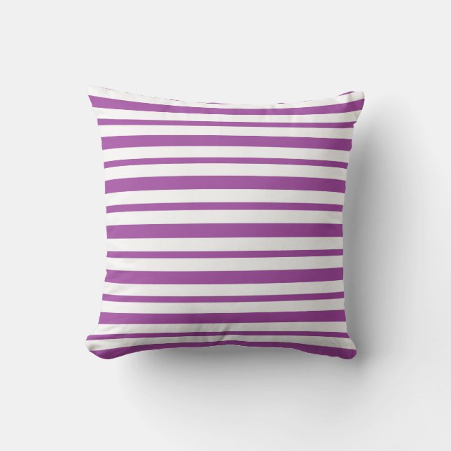 Thick and Thin  Purple and White Stripes Cushion (Front)