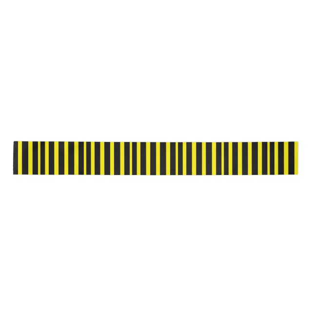 Thick Black & Yellow Stiped Wrapping Paper Satin Ribbon (Front)