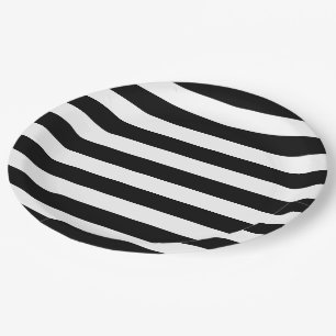 Thick Bold Black and White Stripes Paper Plate