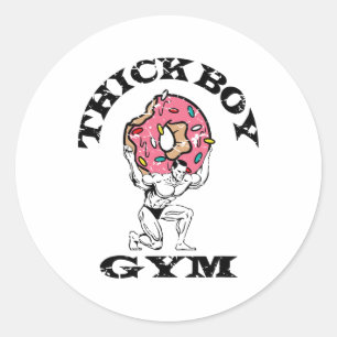 Thick Boy Gym Club Distressed Retro Old School Bod Classic Round Sticker